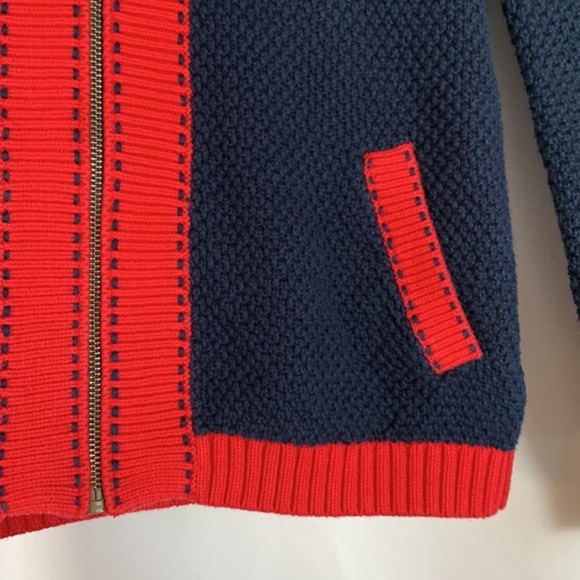 Tommy Hilfiger Navy Blue & Red Knit Zipper Sweater - Picture 5 of 8